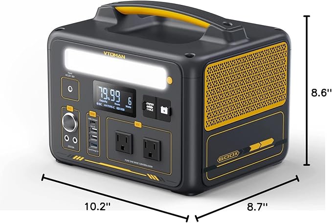 VTOMAN Jump 600X Portable Power Station 600W, 299Wh Solar Generator LiFePO4 Battery Power Station