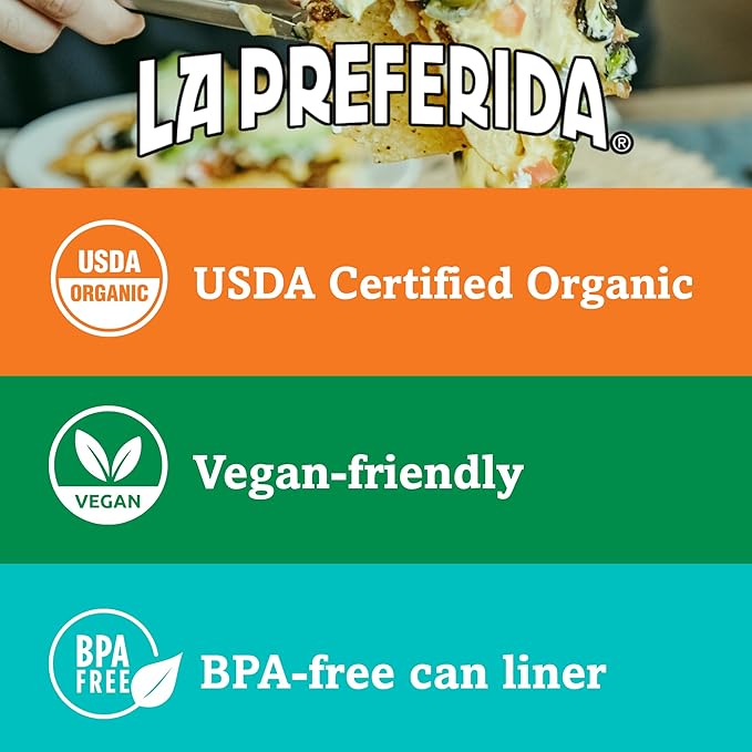 La Preferida Organic Refried Pinto Beans (100% Vegan & Lard-Free) Just 3 Simple Ingredients – USDA