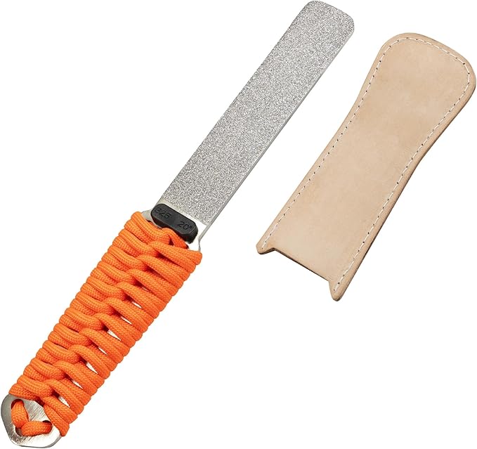 SHARPAL 181N Dual-Grit Diamond Sharpening Stone File Garden Tool Knife Sharpener with Leather Strop