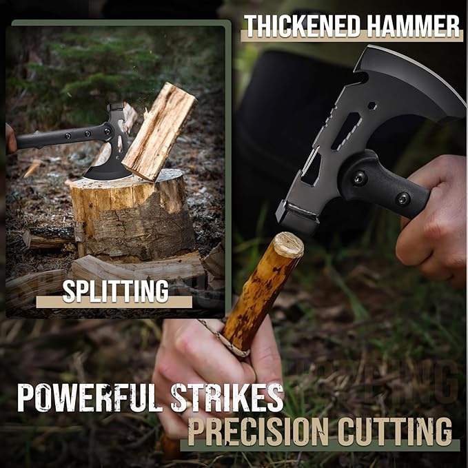 Freelander Camping Axe with Sheath, Sharp Tactical Hatchet Axe with Clip and Bottle Opener