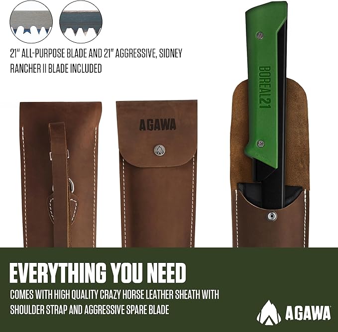 AGAWA - BOREAL21 Backwoods Kit - Includes 21" Folding Saw, Leather Sheath, 21" All-Purpose & 21"
