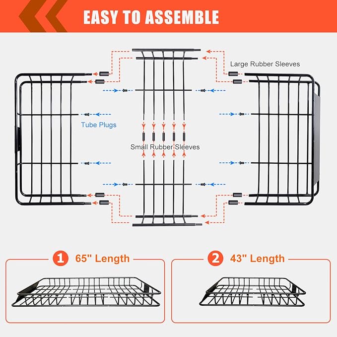 MeeFar Roof Rack Carrier Basket Universal Rooftop 65" X 39" X 6" Large Size Roof Rack + Waterproof