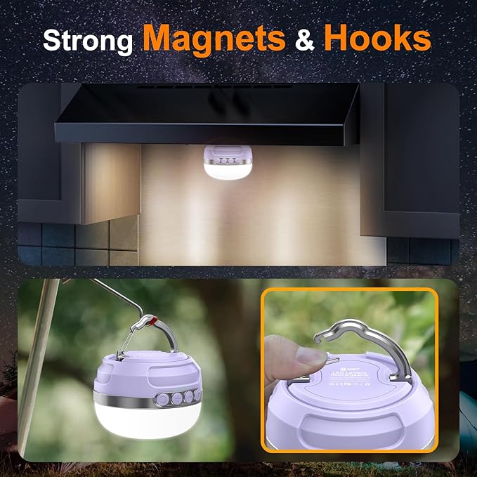 LED Camping Lantern Rechargeable 1400LM, Up to 420H Running Time Camping Tent RGB Light, 10400mAh