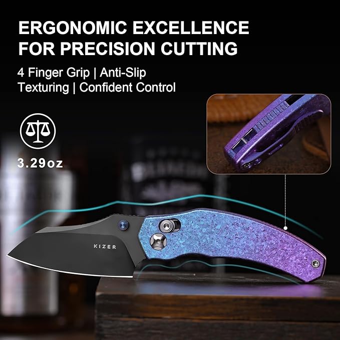 Kizer Mini Bulldog Pocket Knife, 2.5??S45VN Sheepsfoot Blade Folding Knife with DCL Coating