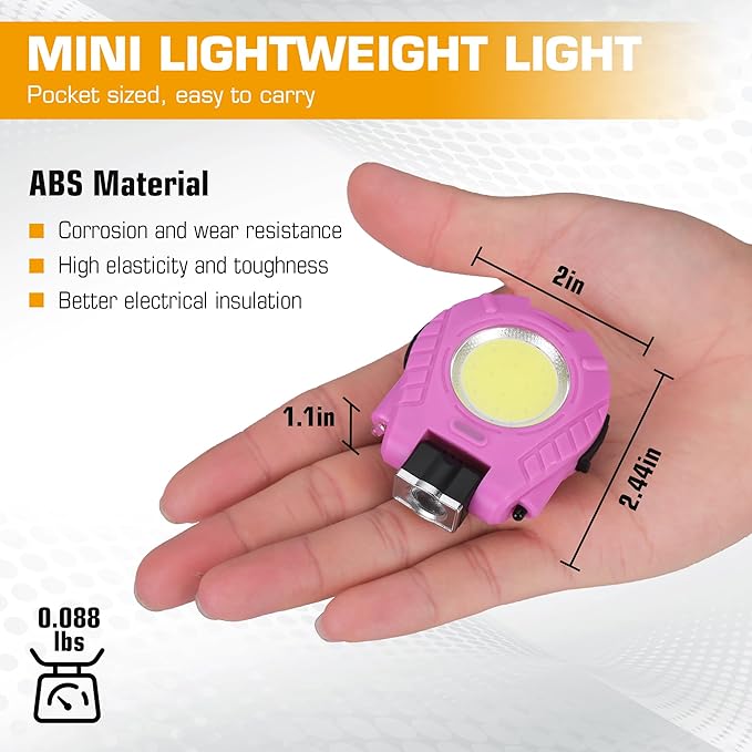 EverBrite 2 Pack COB Keychain Work Light, Mini Rechargeable Magnetic Keychain Light, Sensor Mode
