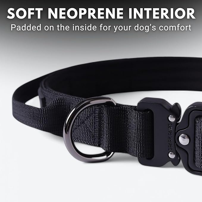 Spark Paws Tactical Dog Collar - Heavy Duty, Premium Quality, Thick and Durable for Large and