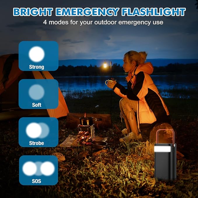Portable Power Station, 27,000mAh Outdoor Generator with Built in Cable, Portable Power Bank Backup