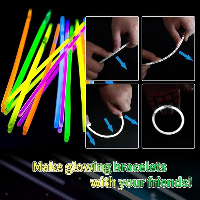 40 Pack 8??White Glow Sticks Bracelet Necklaces Bulk with 40 Connectors Neon Glow In The Dark Party