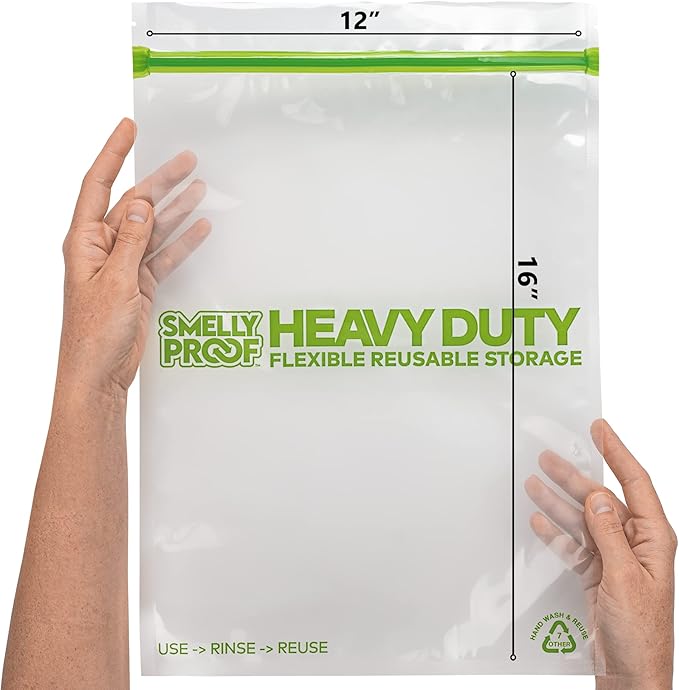 50 PACK, Heavy Duty 5mil Thick REUSABLE Food Freezer STORAGE BAGS by Smelly Proof, Extra X-Large