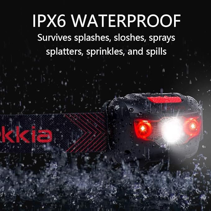 Vekkia Ultra Bright LED Headlamp-5 Lighting Modes,White & Red LEDs Head Lamp, Camping Accessories