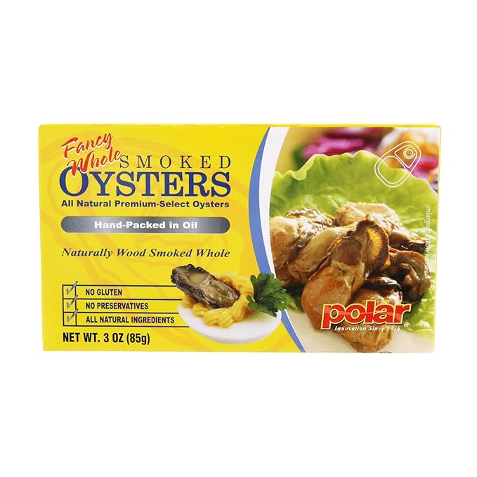 MW Polar Fancy Whole Smoked Oysters, 3 ounce (Pack of 12)
