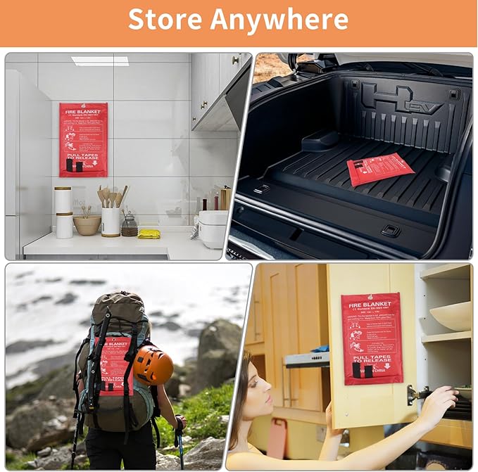Emergency Fire Blanket - 2 Pack, Fire Suppression Blanket for Home and Kitchen, 40??x 40??