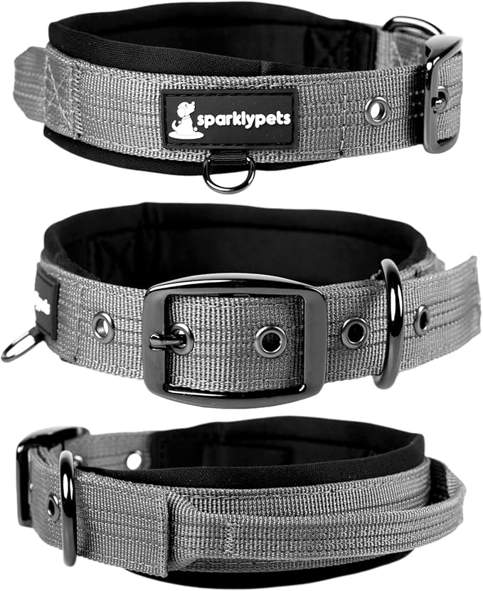 SparklyPets Heavy Duty Dog Collar with Handle for Medium and Large Dogs ??Professional Collar with