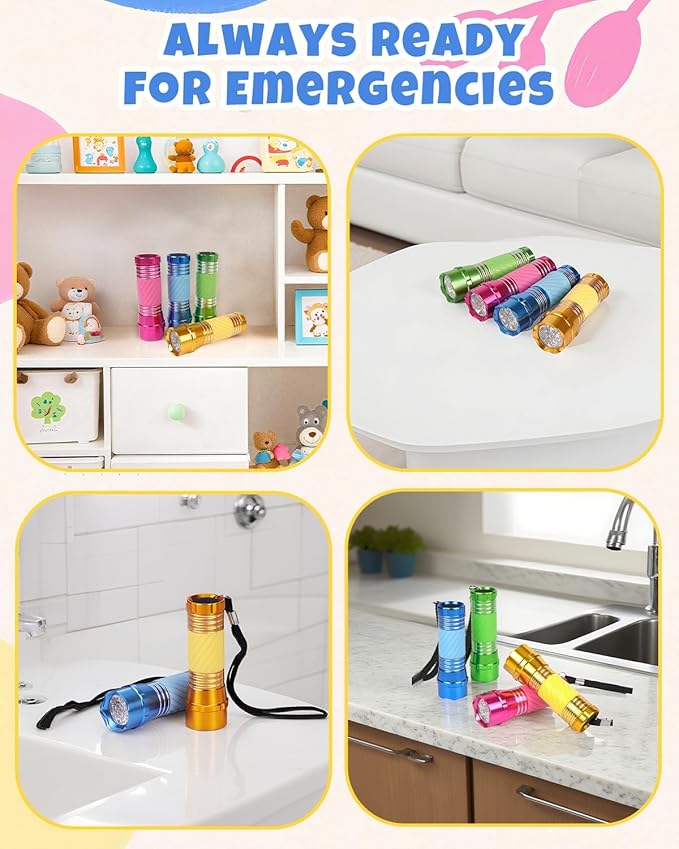 EverBrite 4-Pack Mini LED Aluminum Flashlight Party Favors Colors Assorted for Hurricane Supplies