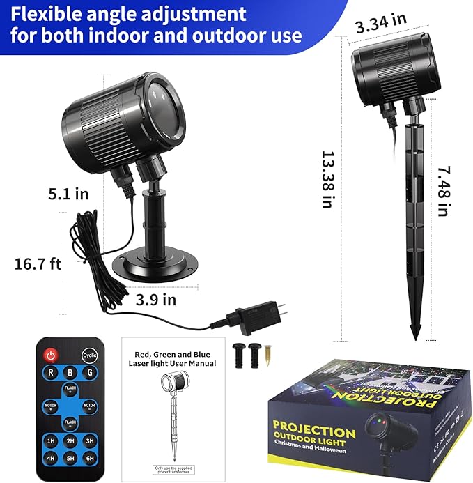Christmas Laser Projector Light Outdoor: RGB 3 Colors Firefly Moving Laser Lights, IP65 Waterproof