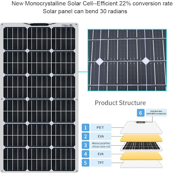 XINPUGUANG Flexible Solar Panel 6pcs 100W 12V Monocrystalline 600W Solar Kit 50A Charge Controller
