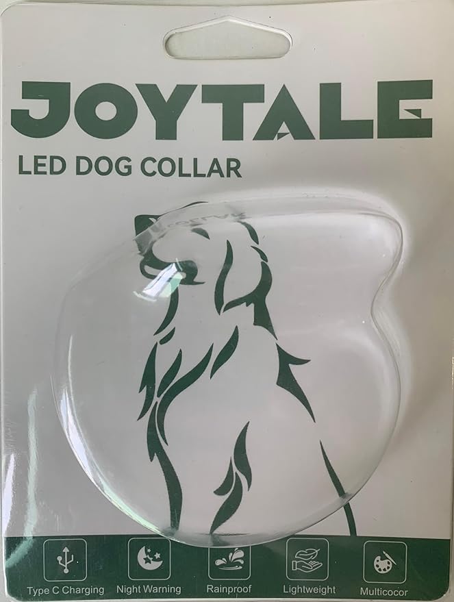 Joytale Light Up Dog Collar, Rainproof and Rechargeable LED, 9 Flashing Modes, Glow for Night
