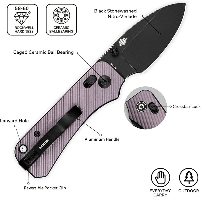 CIVIVI Small Pocket Knife for EDC, Baby Banter 2 Crossbar Lock folding Knife with 2.34" Nitro-V