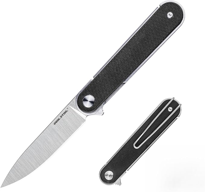REALSTEEL IRIS Pocket Knife, Folding Knife, Flipper, Liner Lock, 2.99" 12C27 Steel Blade