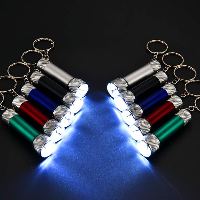 Honoson 30 Pieces Mini Led Flashlight Keychain Portable 5 Bulb LED Flashlight for Camping Party