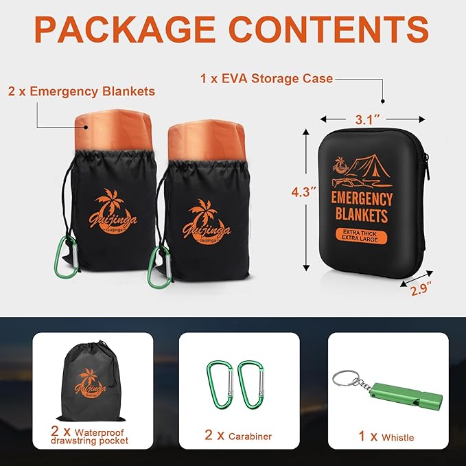 Emergency Blankets for Survival, 2-Pack/4-Pack Space Blankets, Gigantic & Extremely Thick Mylar