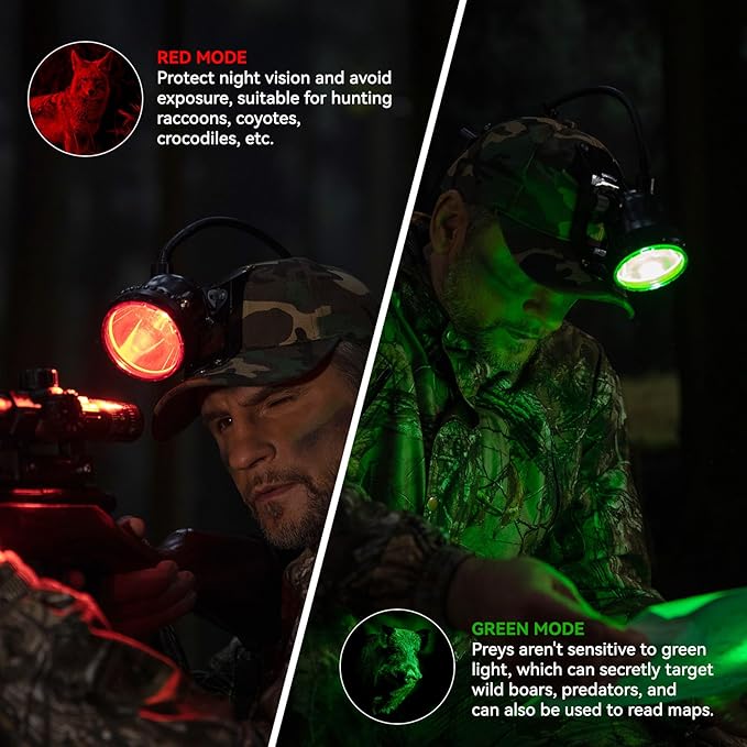 10W LED Coon Hunting Lights for Predator Coyote Hog, 55000 LUX Super Bright Hunting Headlamp