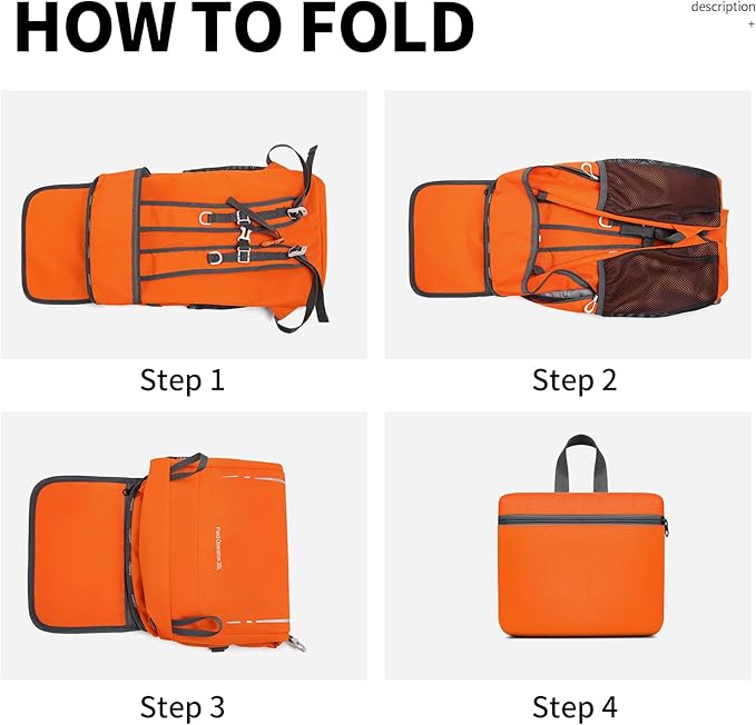 35L Lightweight Packable Backpack – Durable Foldable Daypack for Travel, Hiking, and Gym (Orange)