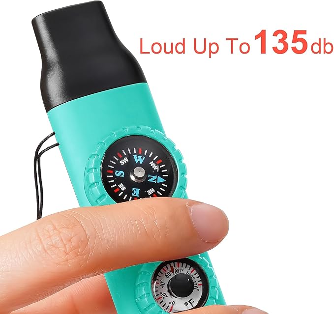 Emergency Survival Safety Whistle，Whistle for Kids with Lanyard,Compass,Thermometer,Ideal for