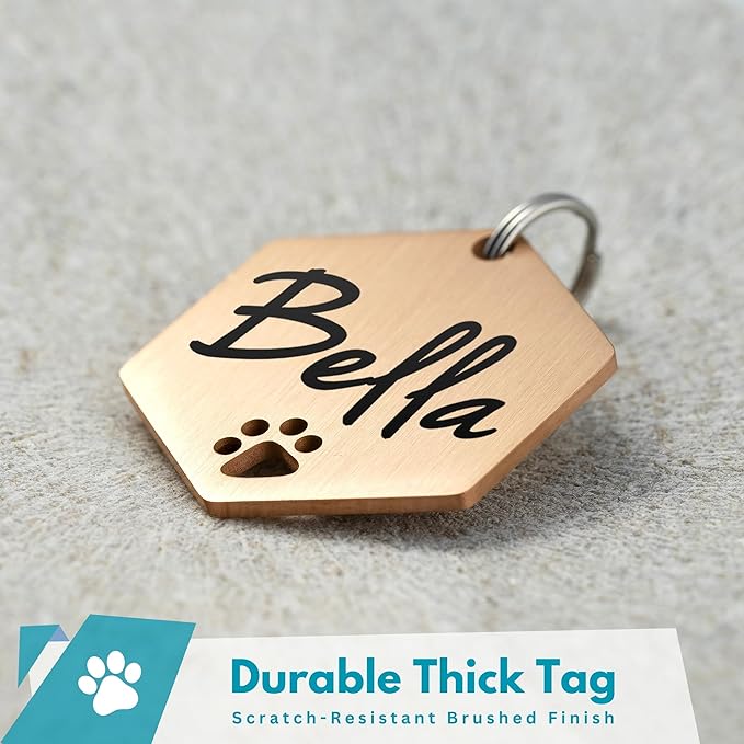 Ultra Joys Dog Tags Personalized for Pets - Hollow Paw Custom Pet ID Tag - Engraved Dog Tag for
