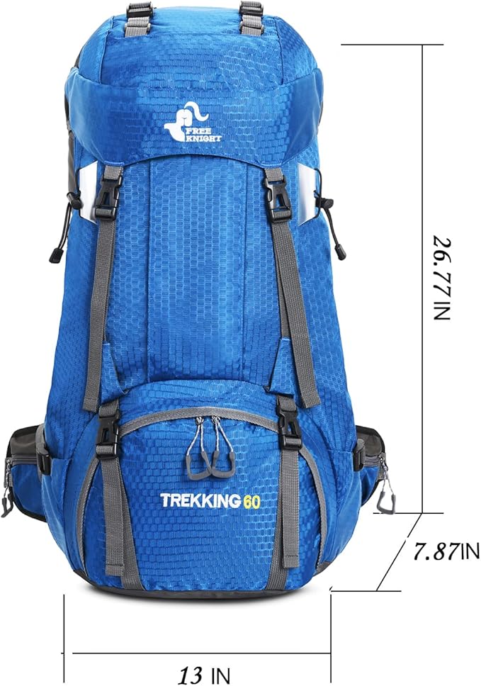 Bseash 60L Waterproof Hiking Camping Backpack with Rain Cover, Large Outdoor Sport Travel Daypack