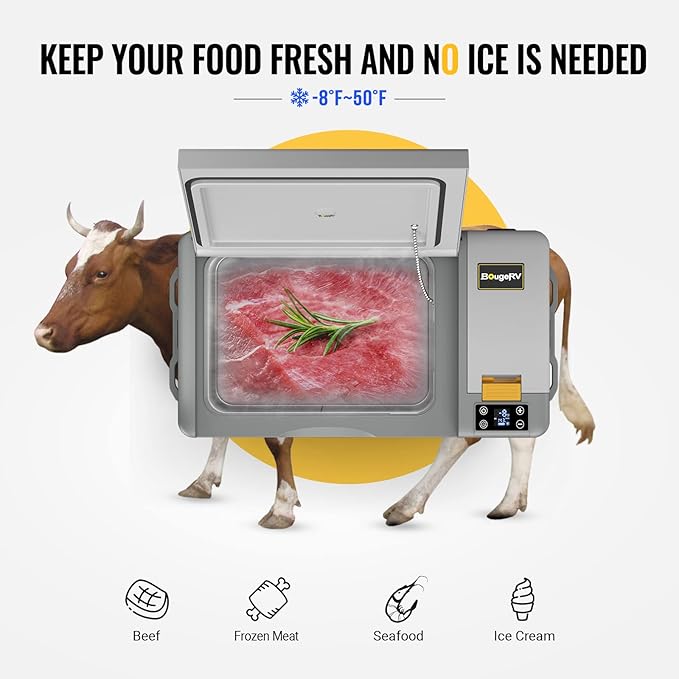 BougeRV 12 Volt Refrigerator, CRPRO 30 Quart 12V Car Fridge, Portable Freezer (-8℉~50℉), Compressor