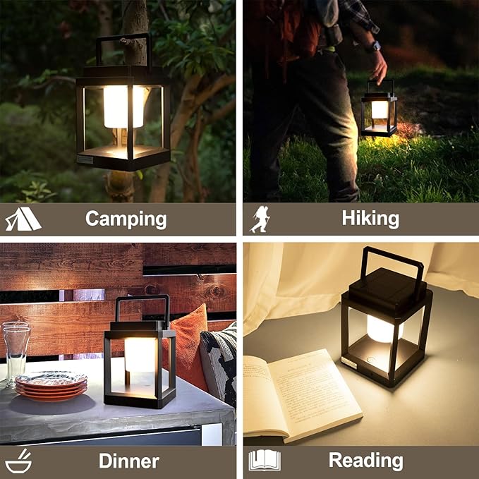 Outdoor Table Lamp, LED Solar Outdoor Lantern, Portable Rechargeable Solar Lamp Waterproof, Touch