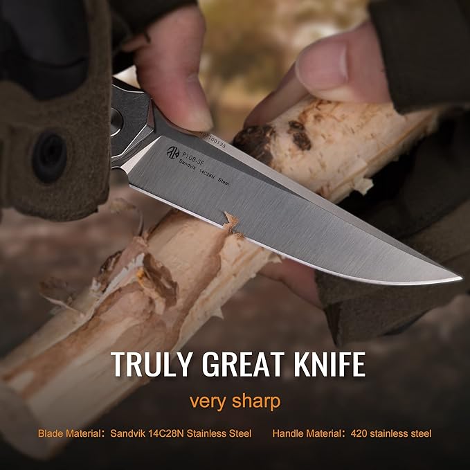 Tactical Folding Pocket Knife for men,14C28N Stainless Steel Blade,Frame Lock,G10 Handle,EDC Small