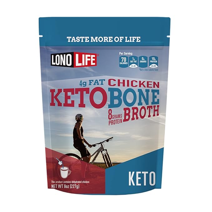 LonoLife Keto Chicken Bone Broth Powder Mix | 10g Protein | Collagen-Rich, Keto & Paleo Friendly |