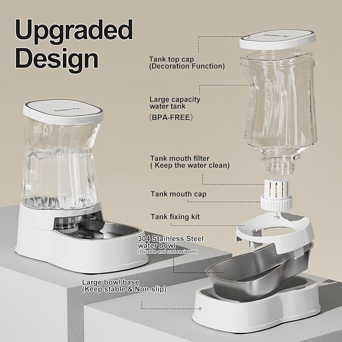 Gardner Pet Automatic Dog Water Dispenser Gravity Stainless Steel Water Waterer Feeder, 100%