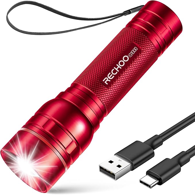 RECHOO Rechargeable Flashlights High Lumens, G1000 Super Bright Flash Light, Small Zoomable LED