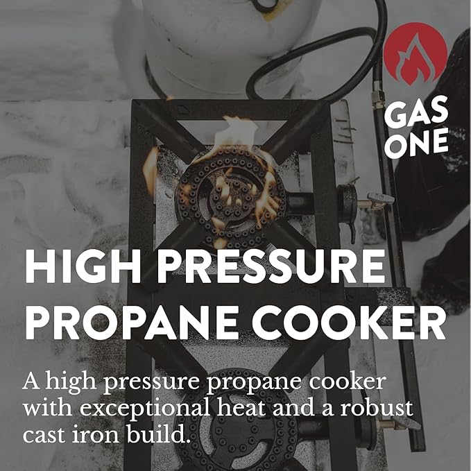 GasOne High Pressure Double Propane Burner - Outdoor Cooking with Heat Shield and Guard ??Propane