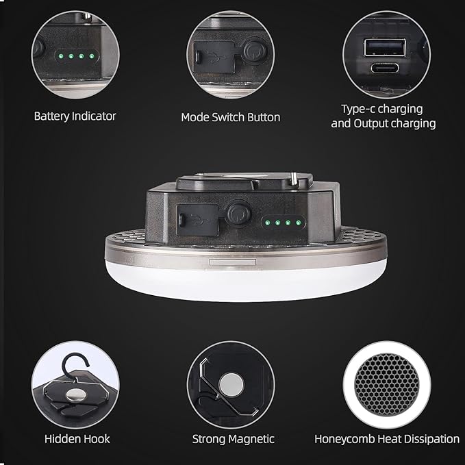 12000mAh (45W) Camping Hanging Tent Light Emergency Power Outage Lantern Home Use 4000LM 3 Modes
