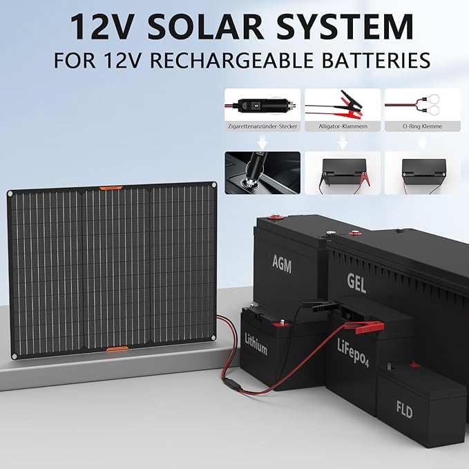 Solar Panel 50W 12V Solar Car Battery Charger Maintainer Portable Waterproof Power Solar Trickle