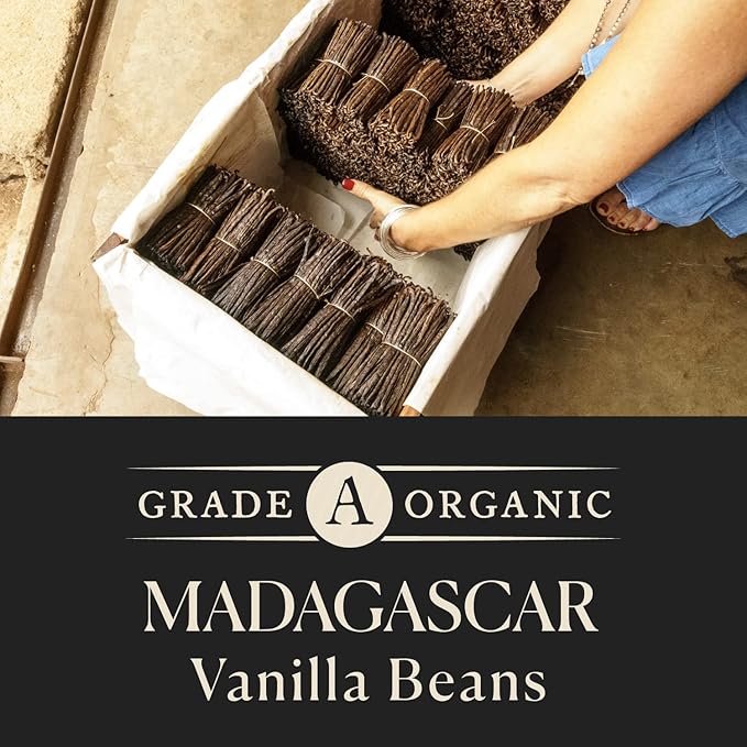 10 Organic Madagascar Whole Vanilla Beans, Grade A Pods, Premium Vanilla Beans for Making Extract &