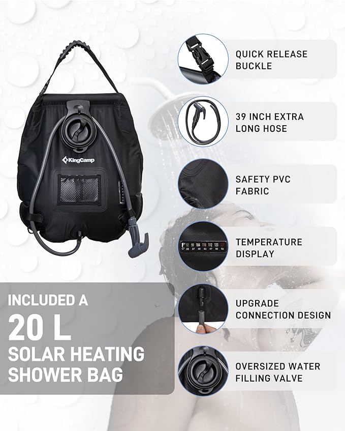 KingCamp Shower Tent, Portable Privacy Tent Outdoor Camping 1/2 Room Toilet Tents with Shower Bag &