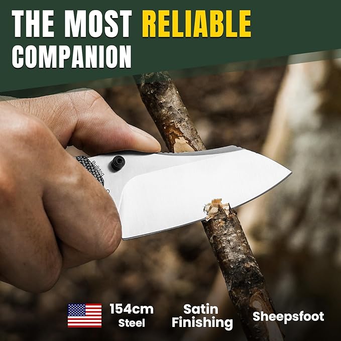 Kizer Bulldog Folding Pocket Knife, 3" Sheepsfoot Blade Folding Knife, 154CM Steel Micarta Handle