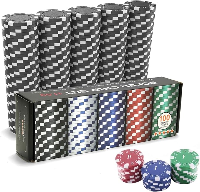 100PCS Black Poker Chips, Casino Poker Chips Set, 11.5 Gram Plastic Poker Chips Clay Blank Game