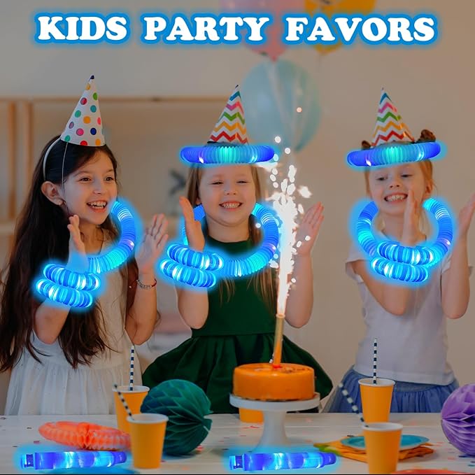 12 PCS Blue Glow Sticks Party Favors for Kids, Light Up Pop Tubes Party Favors for Toddlers
