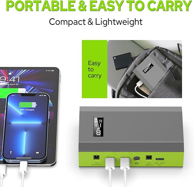 ZeroKor Portable Power Bank with AC Outlet, 65W 110V External Battery Pack 24000mAh Portable Laptop