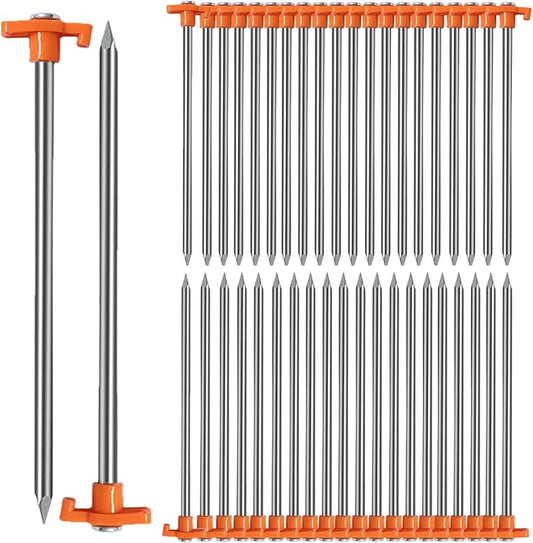 APACALI 40 PCS Metal Tent Stakes Heavy Duty, 10 Inch Yard Stakes Non-Rust Metal Tent Pegs Ground