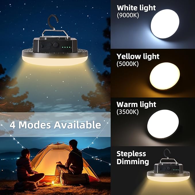 Camping Lantern 10500mAh Rechargeable Battery, 32W Ultra Bright LED Hanging Light with 3 Modes