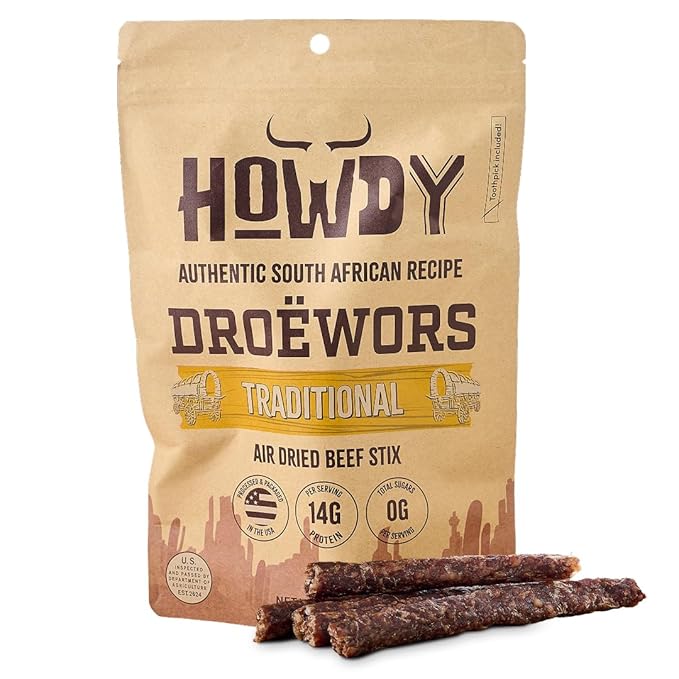 Howdysnax Handcraft Authentic Small Batch Droëwors Beef Sticks Sugar Free, Soy Free, Paleo & Keto