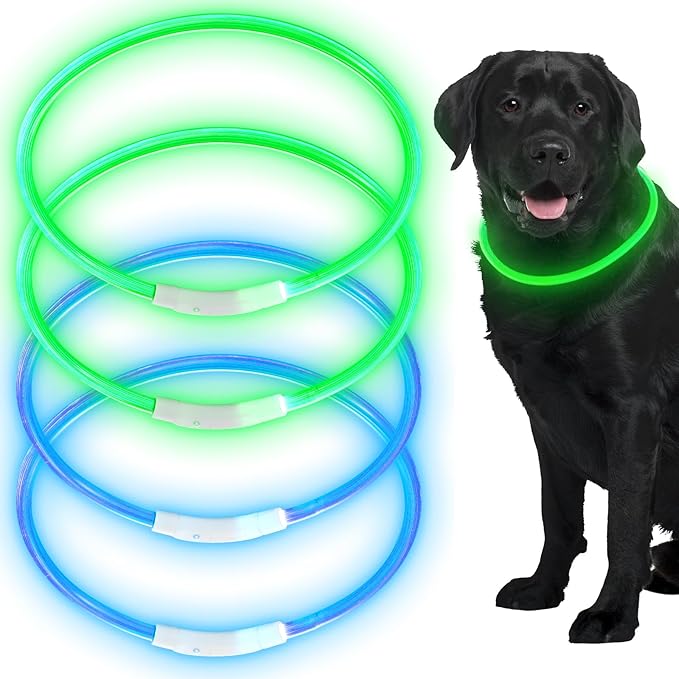 Frienda 4 Pcs Dog Collar LED USB Rechargeable Lights Dog Necklace Collars Doggy Lights for Night