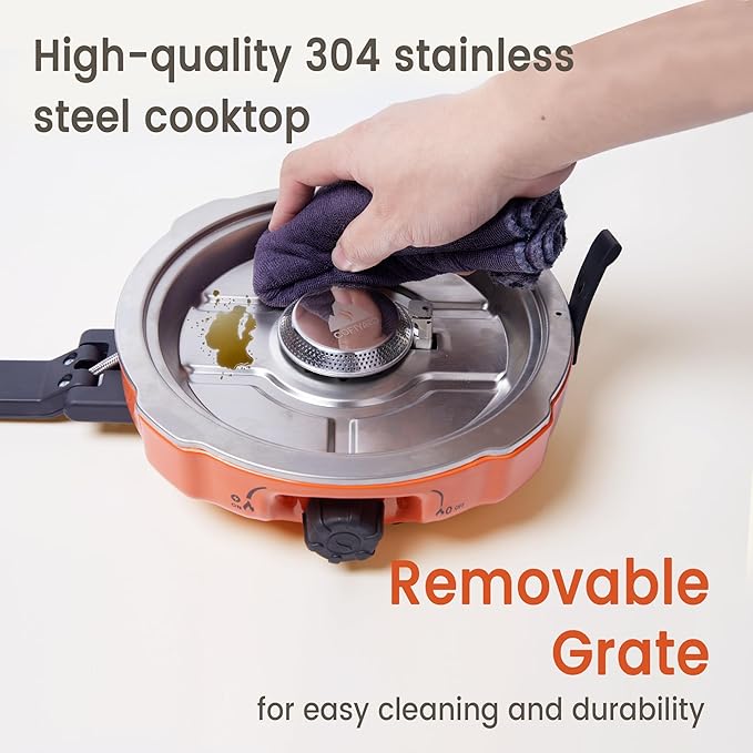 20,000 BTUs 2 Burner Propane Camping Stove, Portable Folding Camp Stove with Adjustable Burners
